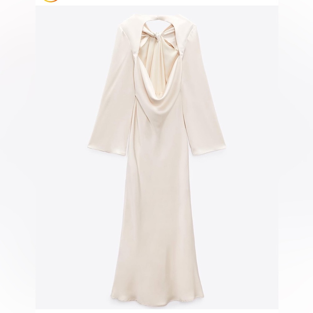 Zara Open Back Satin Effect Dress - Picture 13 of 15